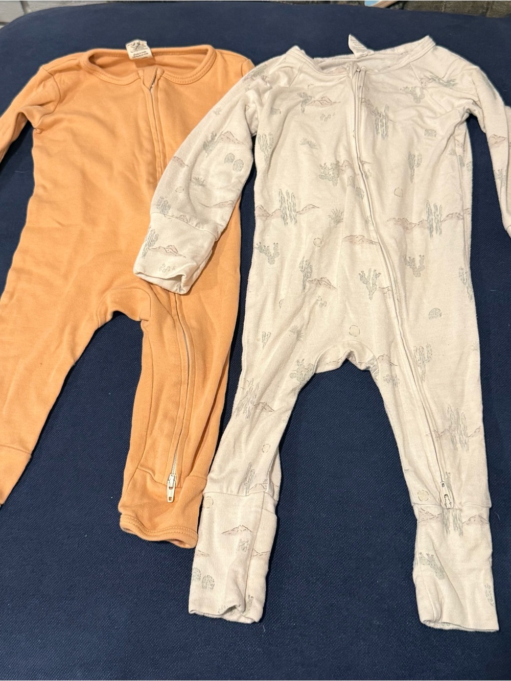 Bundle 2 Larkspur Baby Zipper PJs Sleepers Bamboo Cotton Unisex Boys Girls 6-12m